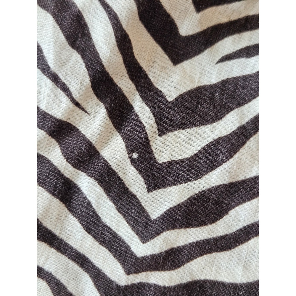 Tahari Brown Striped Zebra Tiger Print Cropped Linen Pants S - Picture 4 of 16